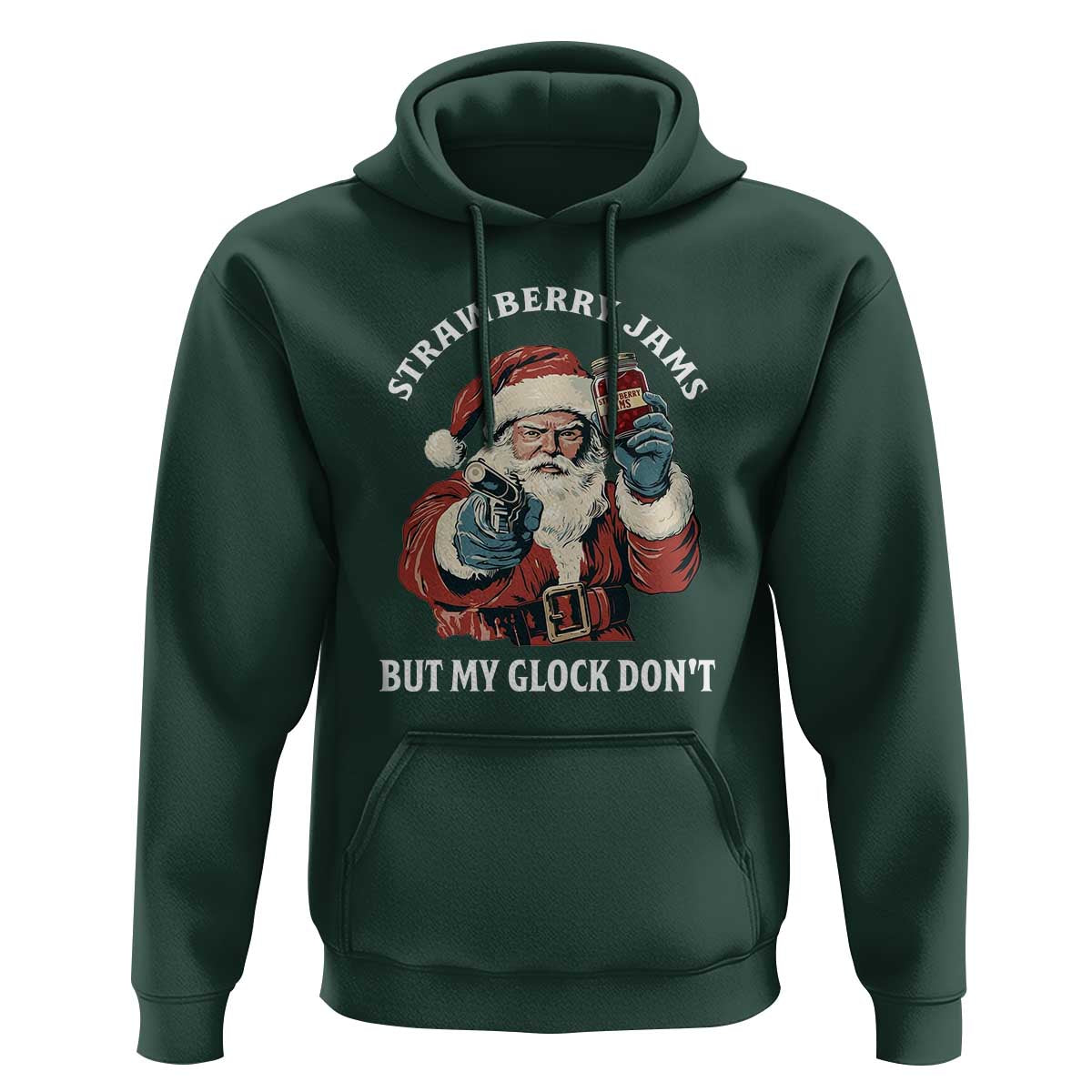 Strawberry Jams But My Gun Do Not Hoodie Funny Santa Gun Christmas - Wonder Print Shop