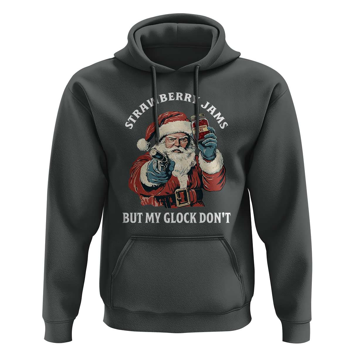 Strawberry Jams But My Gun Do Not Hoodie Funny Santa Gun Christmas - Wonder Print Shop