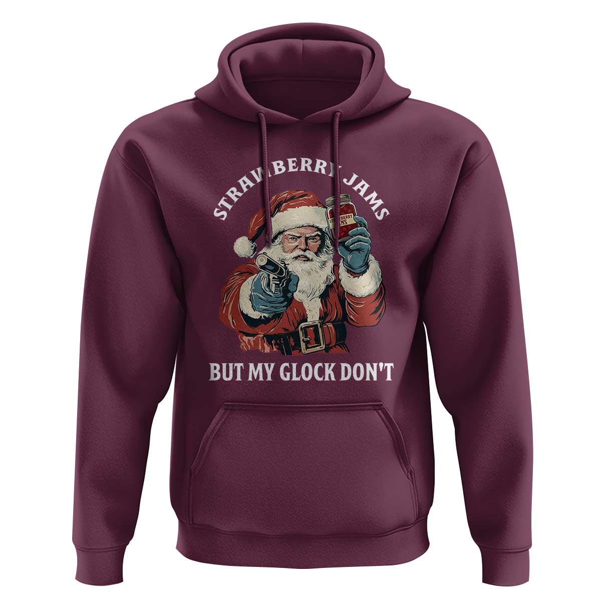 Strawberry Jams But My Gun Do Not Hoodie Funny Santa Gun Christmas - Wonder Print Shop