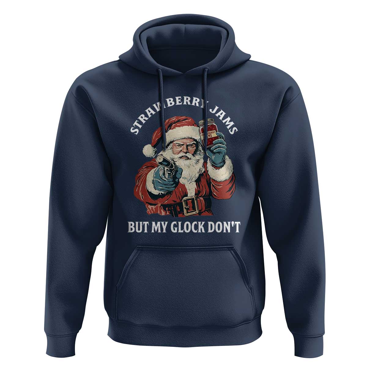 Strawberry Jams But My Gun Do Not Hoodie Funny Santa Gun Christmas - Wonder Print Shop