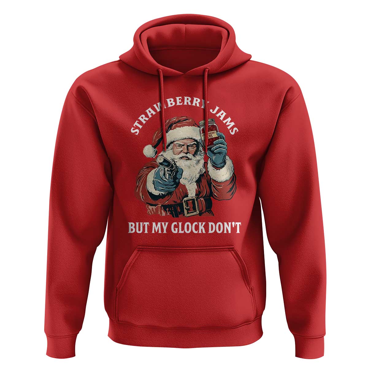Strawberry Jams But My Gun Do Not Hoodie Funny Santa Gun Christmas - Wonder Print Shop