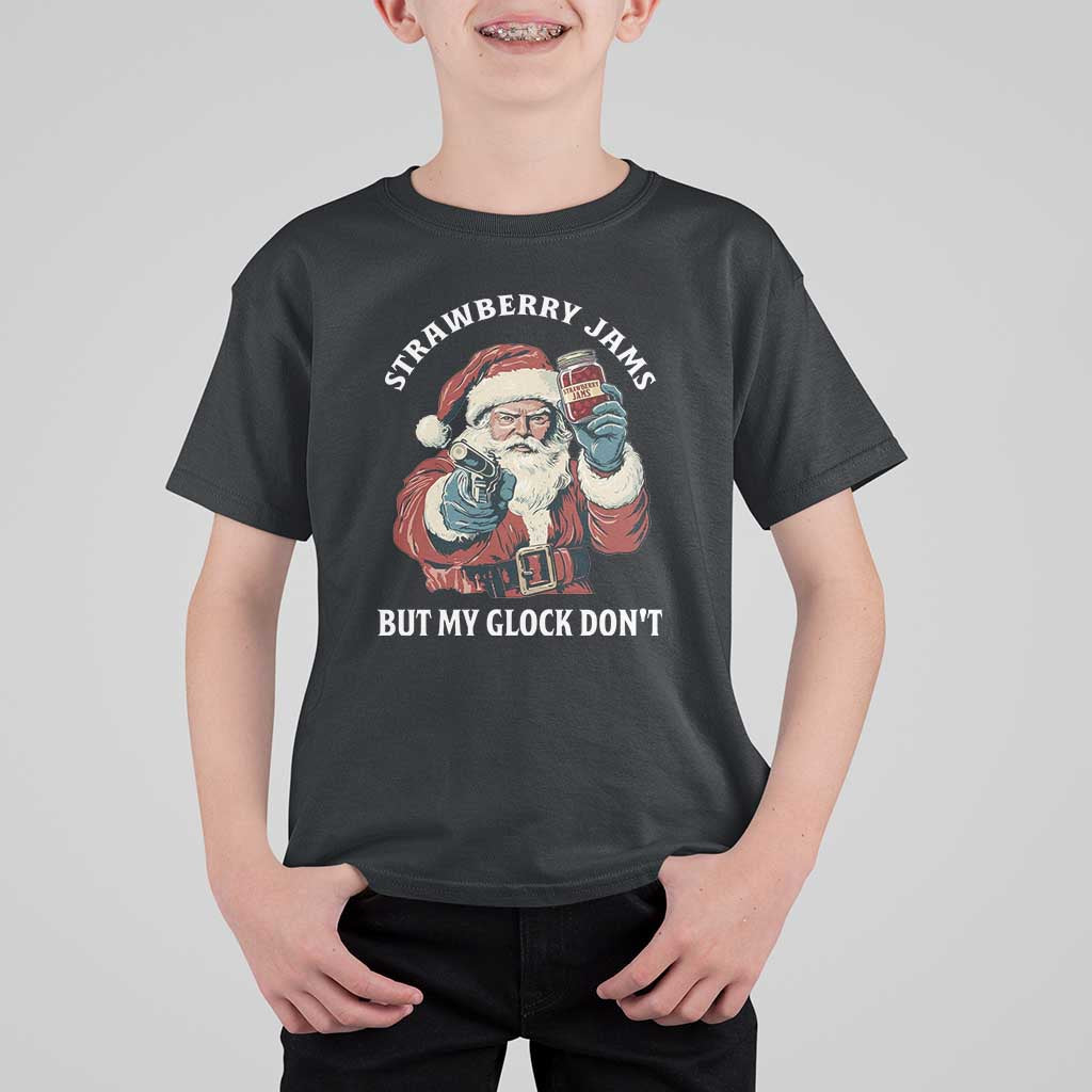 Strawberry Jams But My Gun Do Not T Shirt For Kid Funny Santa Gun Christmas - Wonder Print Shop