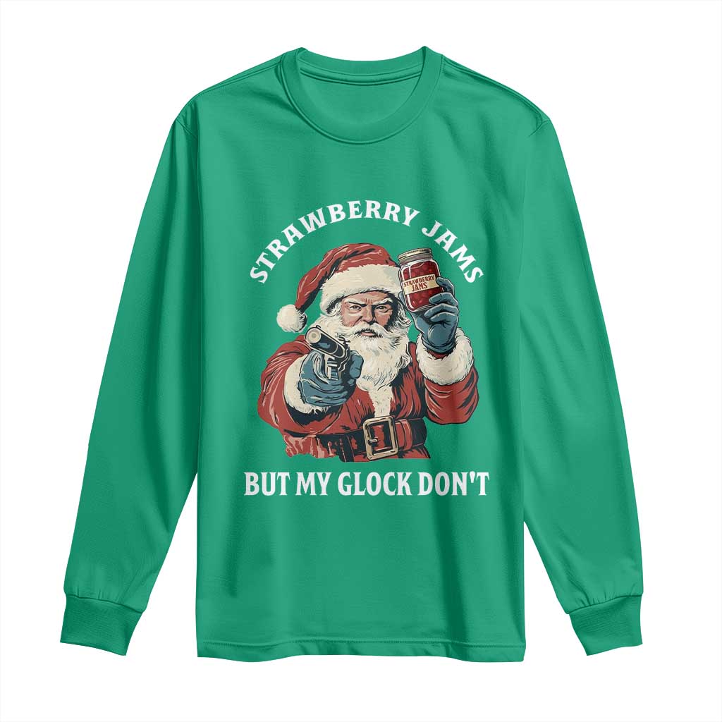 Strawberry Jams But My Gun Do Not Long Sleeve Shirt Funny Santa Gun Christmas - Wonder Print Shop
