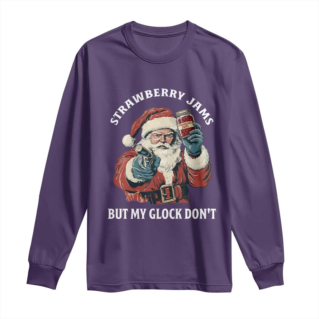 Strawberry Jams But My Gun Do Not Long Sleeve Shirt Funny Santa Gun Christmas - Wonder Print Shop