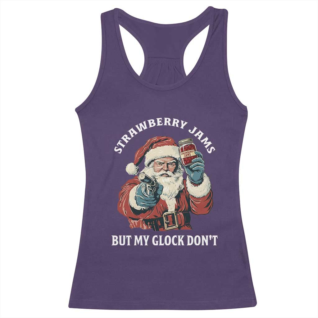 Strawberry Jams But My Gun Do Not Racerback Tank Top Funny Santa Gun Christmas - Wonder Print Shop