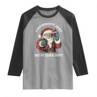 Strawberry Jams But My Gun Do Not Raglan Shirt Funny Santa Gun Christmas - Wonder Print Shop
