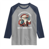 Strawberry Jams But My Gun Do Not Raglan Shirt Funny Santa Gun Christmas - Wonder Print Shop