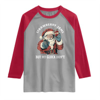 Strawberry Jams But My Gun Do Not Raglan Shirt Funny Santa Gun Christmas - Wonder Print Shop