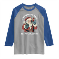 Strawberry Jams But My Gun Do Not Raglan Shirt Funny Santa Gun Christmas - Wonder Print Shop