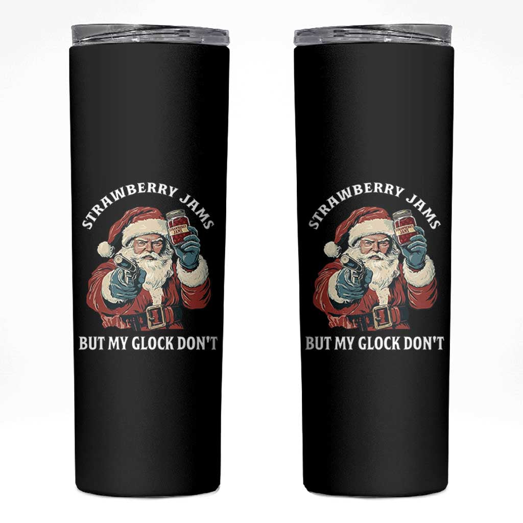 Strawberry Jams But My Gun Do Not Skinny Tumbler Funny Santa Gun Christmas - Wonder Print Shop