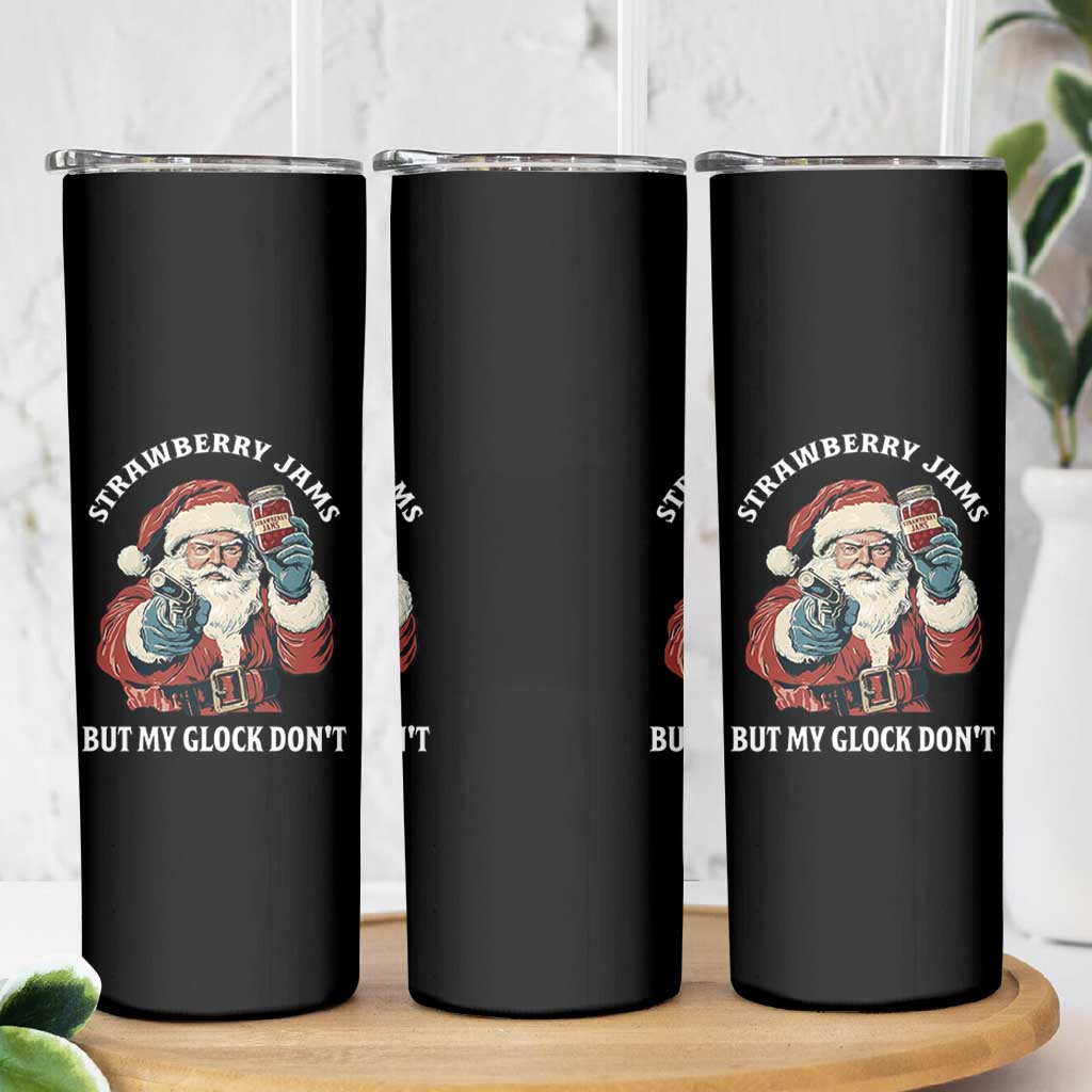 Strawberry Jams But My Gun Do Not Skinny Tumbler Funny Santa Gun Christmas - Wonder Print Shop