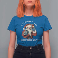 Strawberry Jams But My Gun Do Not T Shirt For Women Funny Santa Gun Christmas - Wonder Print Shop