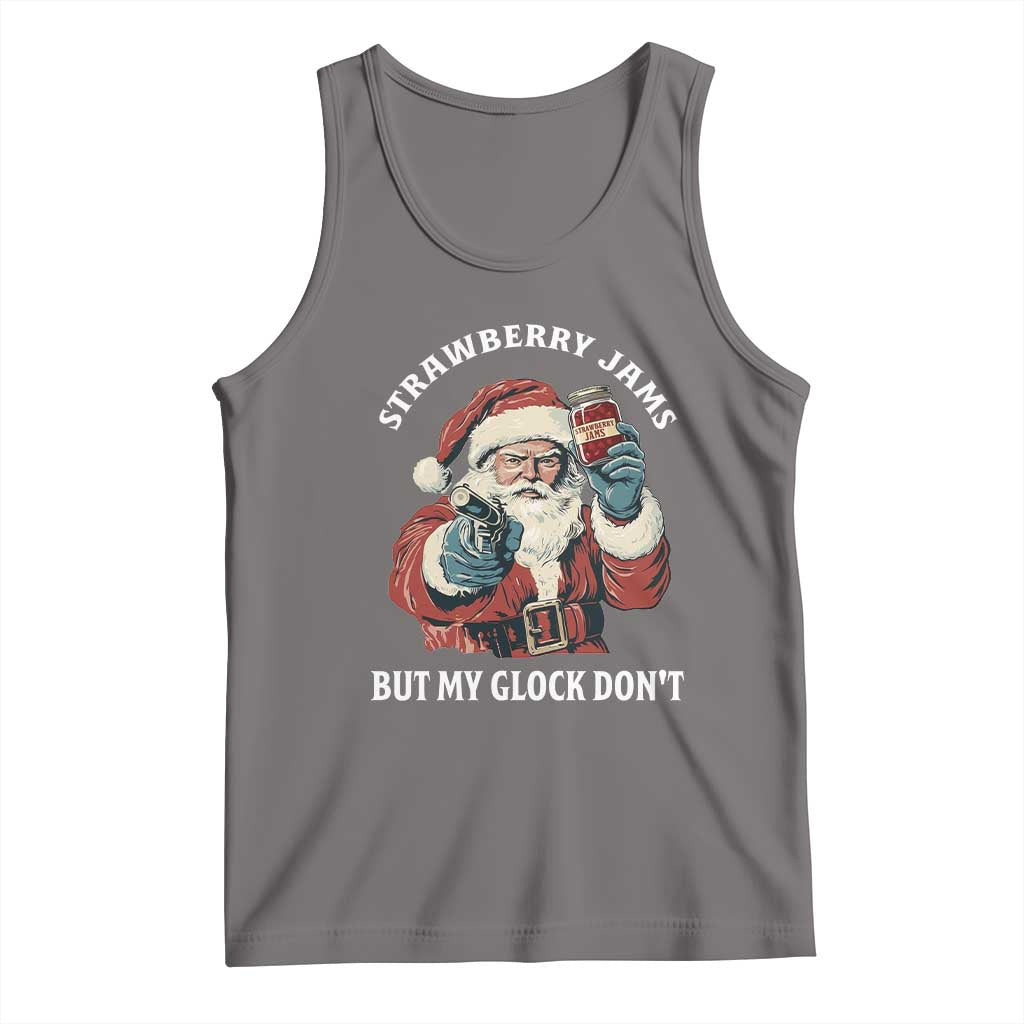 Strawberry Jams But My Gun Do Not Tank Top Funny Santa Gun Christmas - Wonder Print Shop