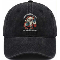 Strawberry Jams But My Gun Do Not Washed Cotton Baseball Cap Funny Santa Gun Christmas