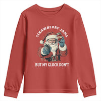 Strawberry Jams But My Gun Do Not Youth Sweatshirt Funny Santa Gun Christmas - Wonder Print Shop