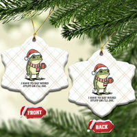 I Have to Say Weird Stuff Or I Will Die Ceramic Ornament Funny Frog Christmas Meme - Wonder Print Shop