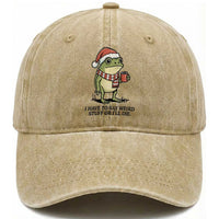 I Have to Say Weird Stuff Or I Will Die Washed Cotton Baseball Cap Funny Frog Christmas Meme