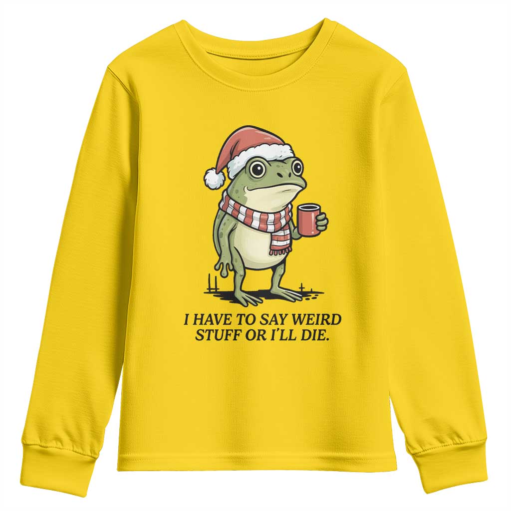 I Have to Say Weird Stuff Or I Will Die Youth Sweatshirt Funny Frog Christmas Meme - Wonder Print Shop