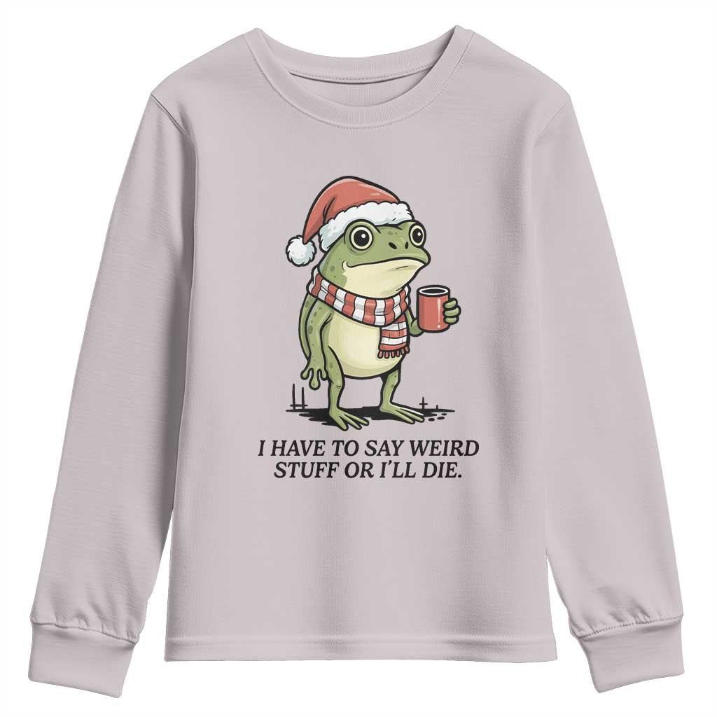 I Have to Say Weird Stuff Or I Will Die Youth Sweatshirt Funny Frog Christmas Meme - Wonder Print Shop