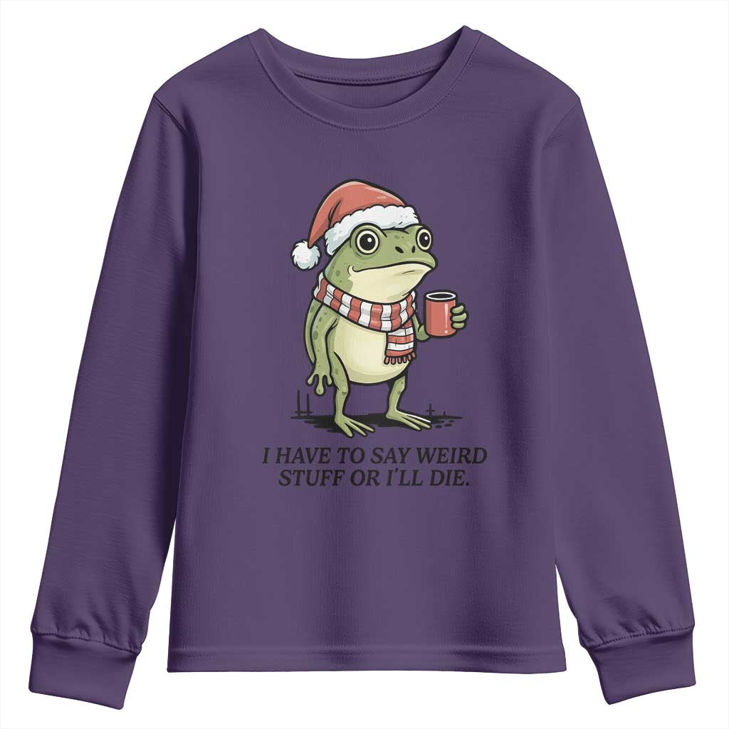 I Have to Say Weird Stuff Or I Will Die Youth Sweatshirt Funny Frog Christmas Meme - Wonder Print Shop