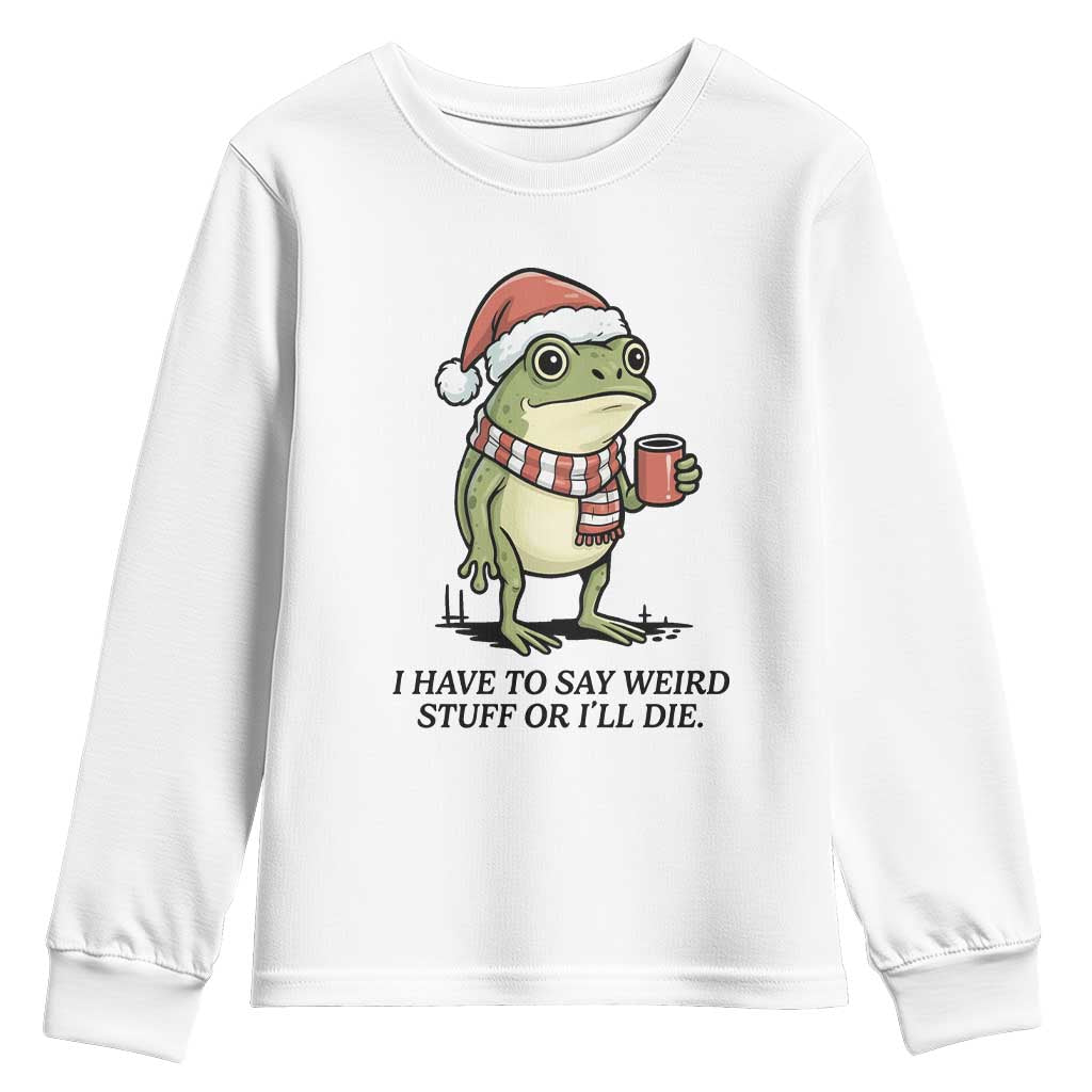 I Have to Say Weird Stuff Or I Will Die Youth Sweatshirt Funny Frog Christmas Meme - Wonder Print Shop