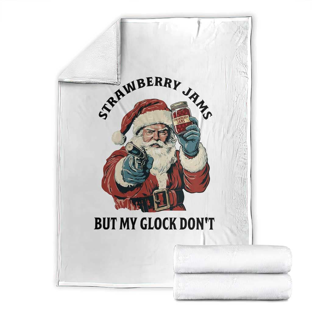 Funny Santa Gun Christmas Throw Blanket Strawberry Jams But My Gun Do Not - Wonder Print Shop