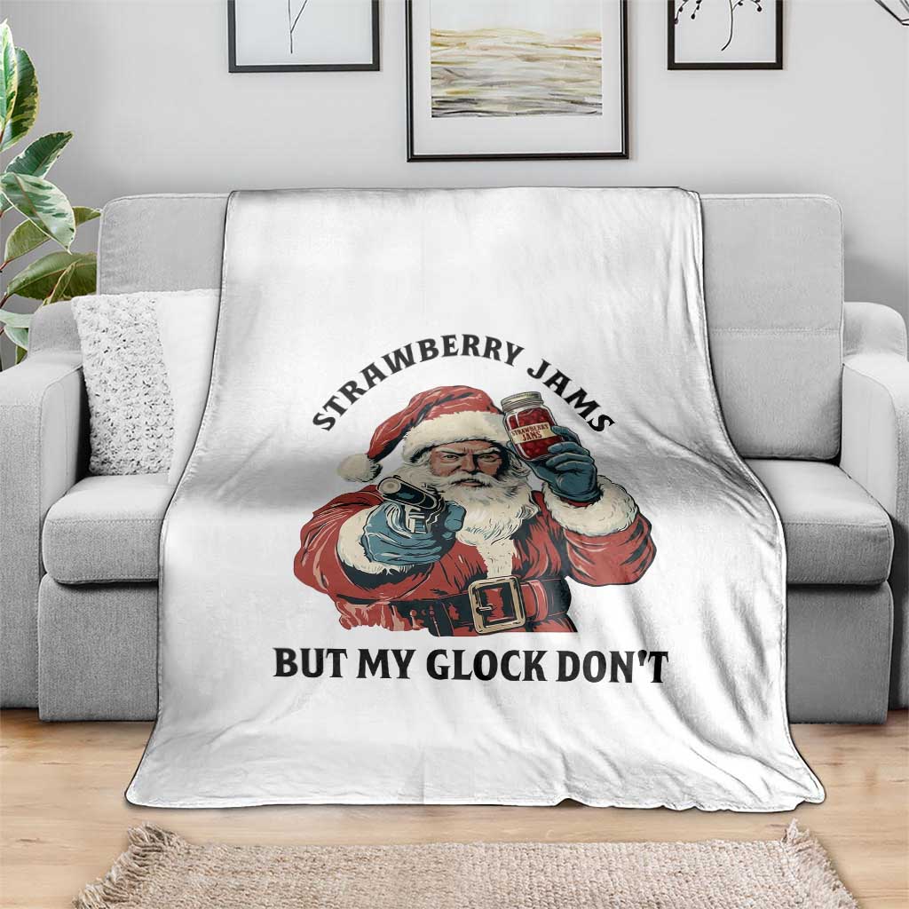 Funny Santa Gun Christmas Throw Blanket Strawberry Jams But My Gun Do Not - Wonder Print Shop