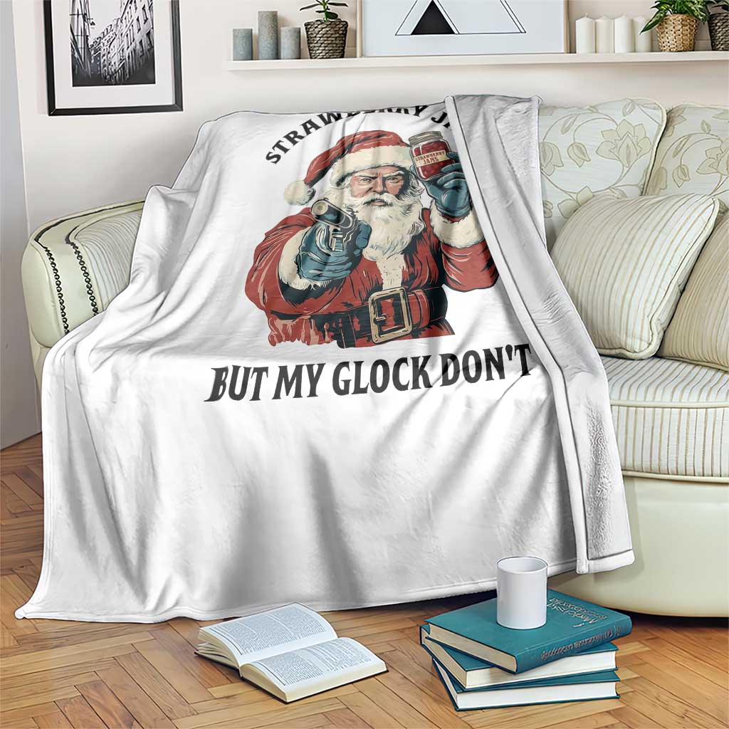 Funny Santa Gun Christmas Throw Blanket Strawberry Jams But My Gun Do Not - Wonder Print Shop