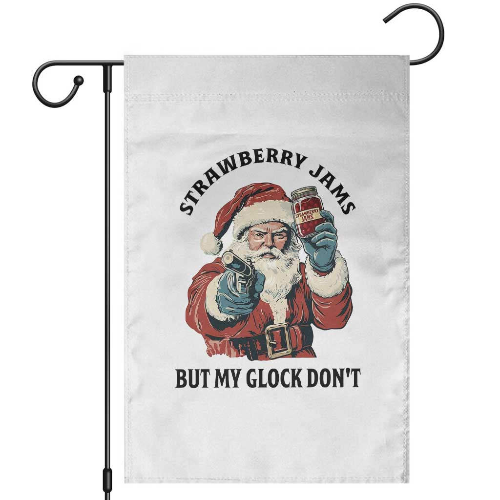 Funny Santa Gun Christmas Garden Flag Strawberry Jams But My Gun Do Not - Wonder Print Shop