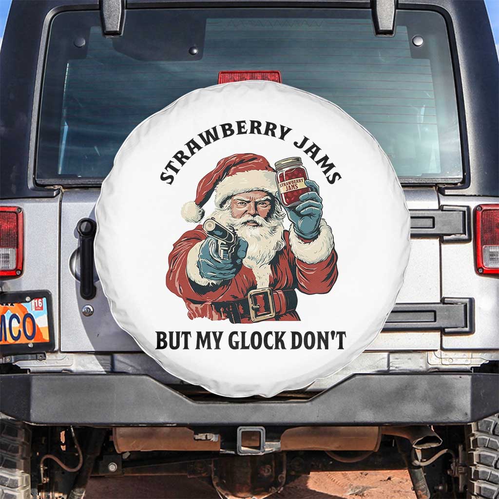 Funny Santa Gun Christmas Spare Tire Cover Strawberry Jams But My Gun Do Not - Wonder Print Shop