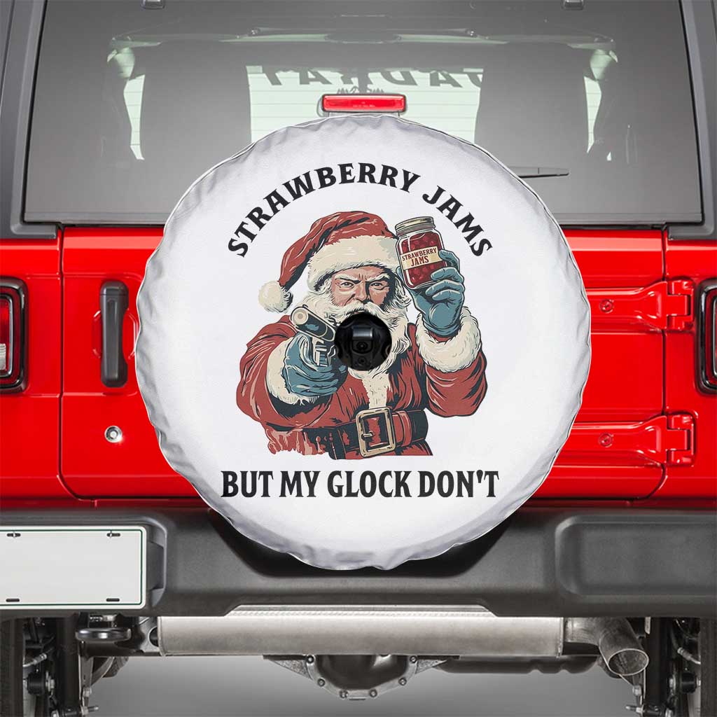 Funny Santa Gun Christmas Spare Tire Cover Strawberry Jams But My Gun Do Not - Wonder Print Shop