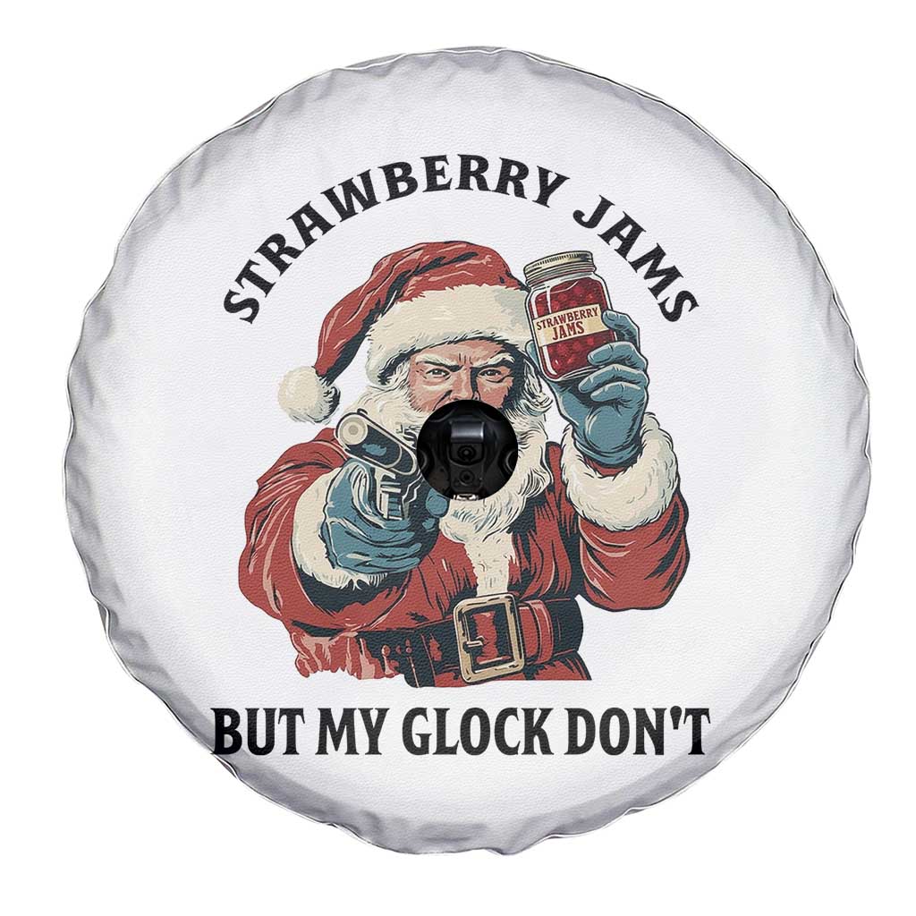 Funny Santa Gun Christmas Spare Tire Cover Strawberry Jams But My Gun Do Not - Wonder Print Shop