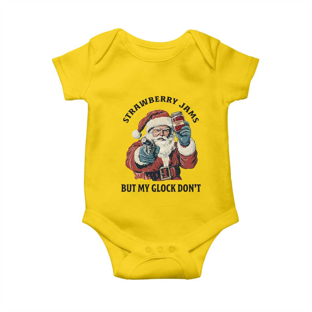 Funny Santa Gun Christmas Baby Onesie Strawberry Jams But My Gun Do Not - Wonder Print Shop