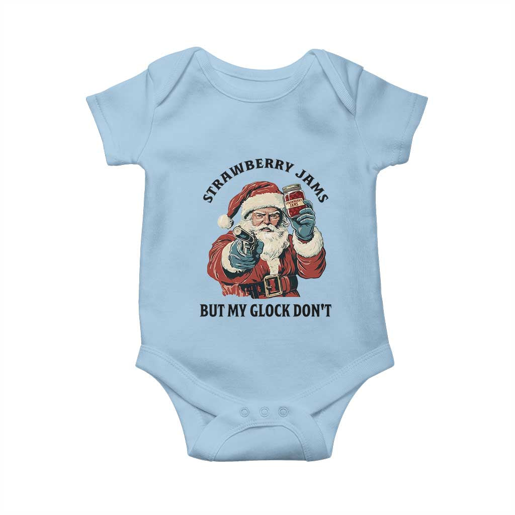 Funny Santa Gun Christmas Baby Onesie Strawberry Jams But My Gun Do Not - Wonder Print Shop