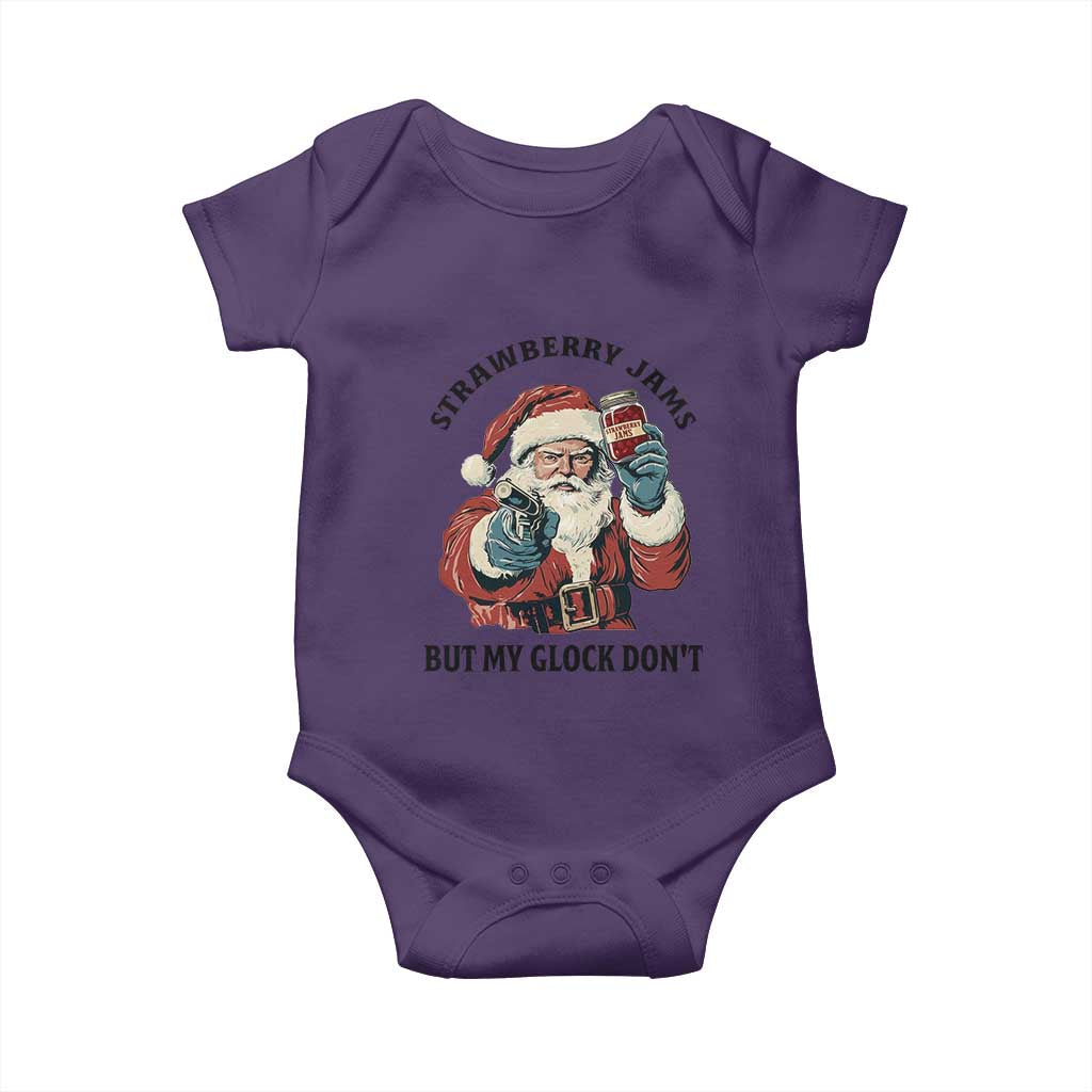 Funny Santa Gun Christmas Baby Onesie Strawberry Jams But My Gun Do Not - Wonder Print Shop