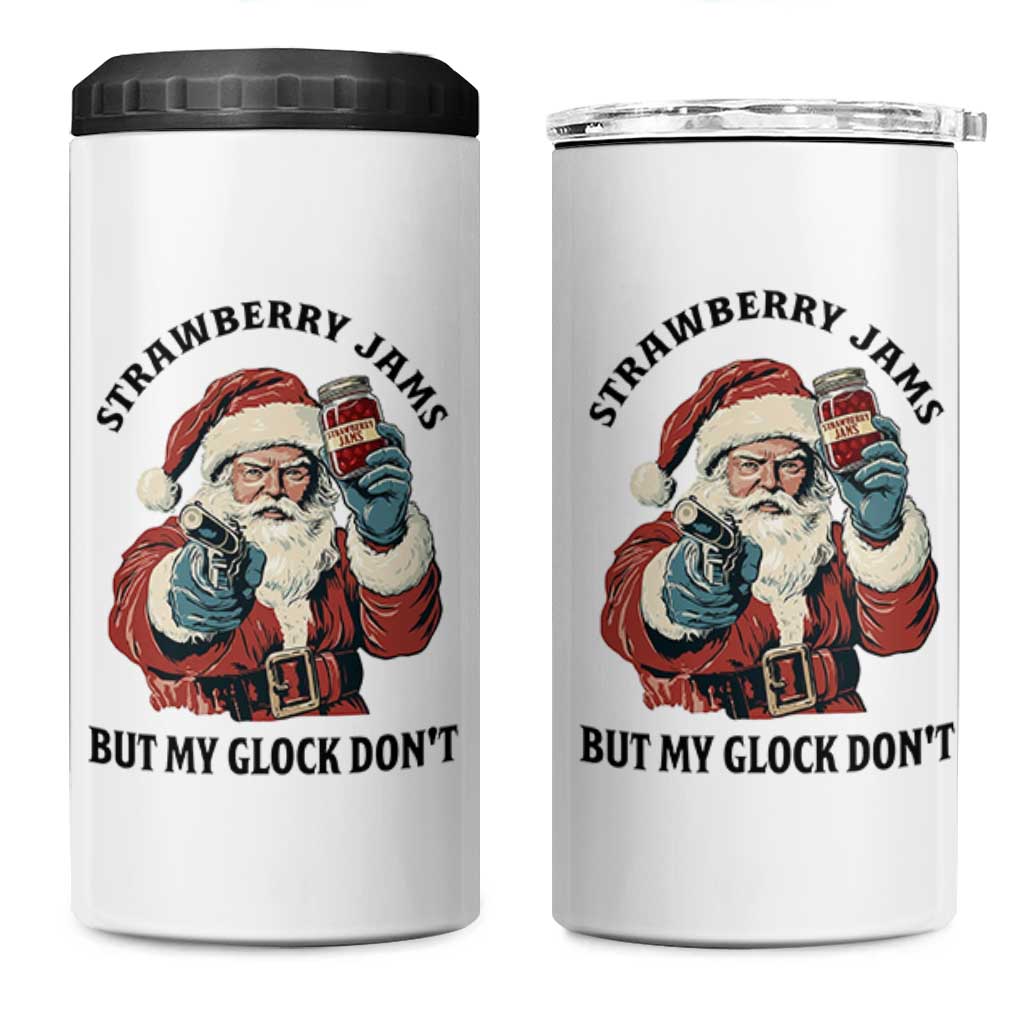 Funny Santa Gun Christmas 4 in 1 Can Cooler Tumbler Strawberry Jams But My Gun Do Not - Wonder Print Shop