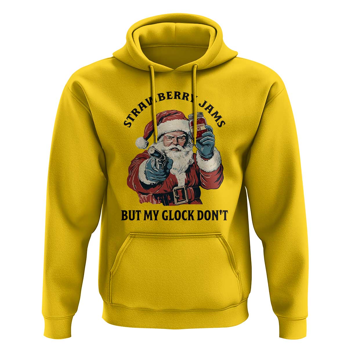 Funny Santa Gun Christmas Hoodie Strawberry Jams But My Gun Do Not - Wonder Print Shop