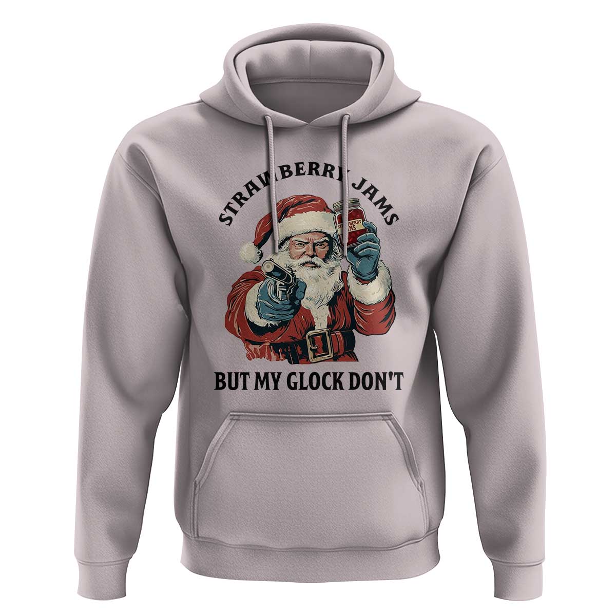 Funny Santa Gun Christmas Hoodie Strawberry Jams But My Gun Do Not - Wonder Print Shop