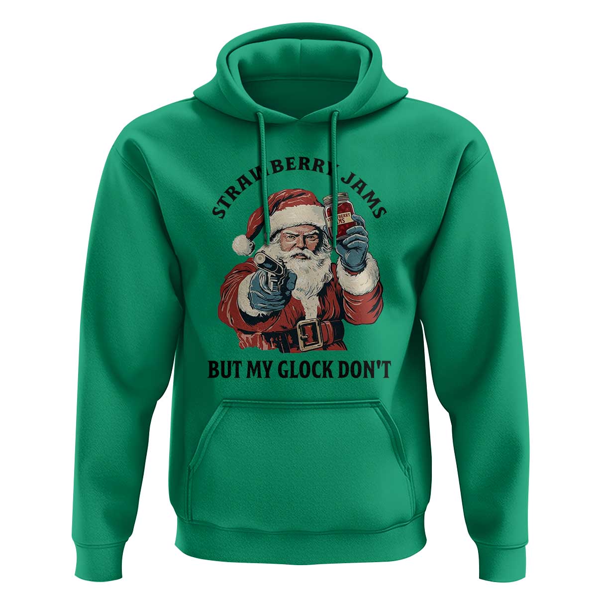 Funny Santa Gun Christmas Hoodie Strawberry Jams But My Gun Do Not - Wonder Print Shop