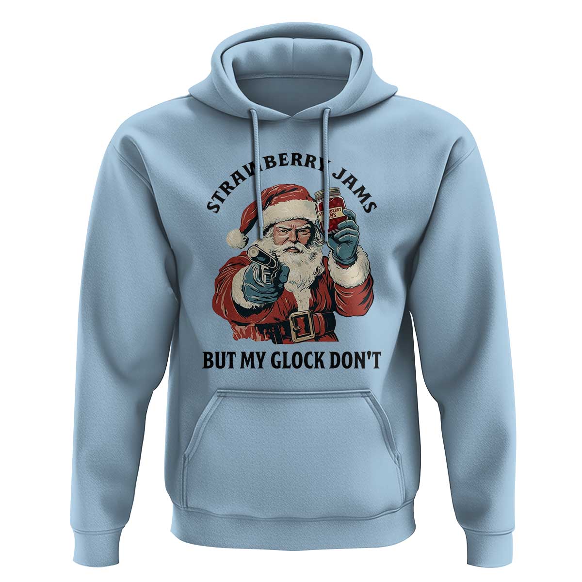 Funny Santa Gun Christmas Hoodie Strawberry Jams But My Gun Do Not - Wonder Print Shop
