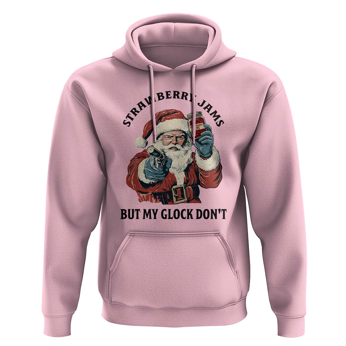 Funny Santa Gun Christmas Hoodie Strawberry Jams But My Gun Do Not - Wonder Print Shop