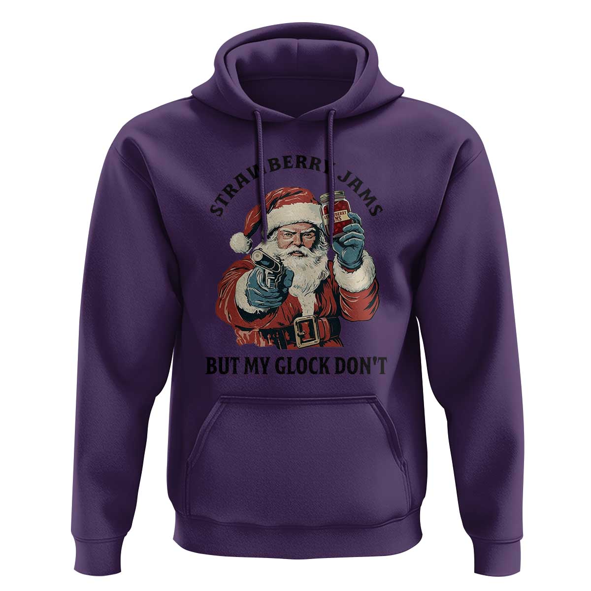 Funny Santa Gun Christmas Hoodie Strawberry Jams But My Gun Do Not - Wonder Print Shop