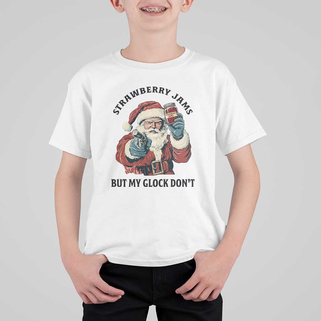 Funny Santa Gun Christmas T Shirt For Kid Strawberry Jams But My Gun Do Not - Wonder Print Shop
