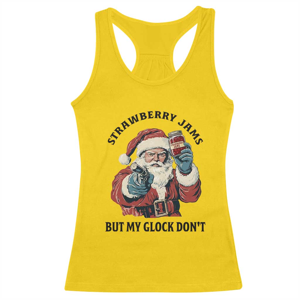 Funny Santa Gun Christmas Racerback Tank Top Strawberry Jams But My Gun Do Not - Wonder Print Shop