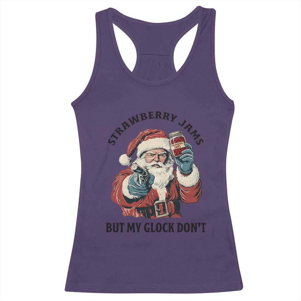 Funny Santa Gun Christmas Racerback Tank Top Strawberry Jams But My Gun Do Not - Wonder Print Shop