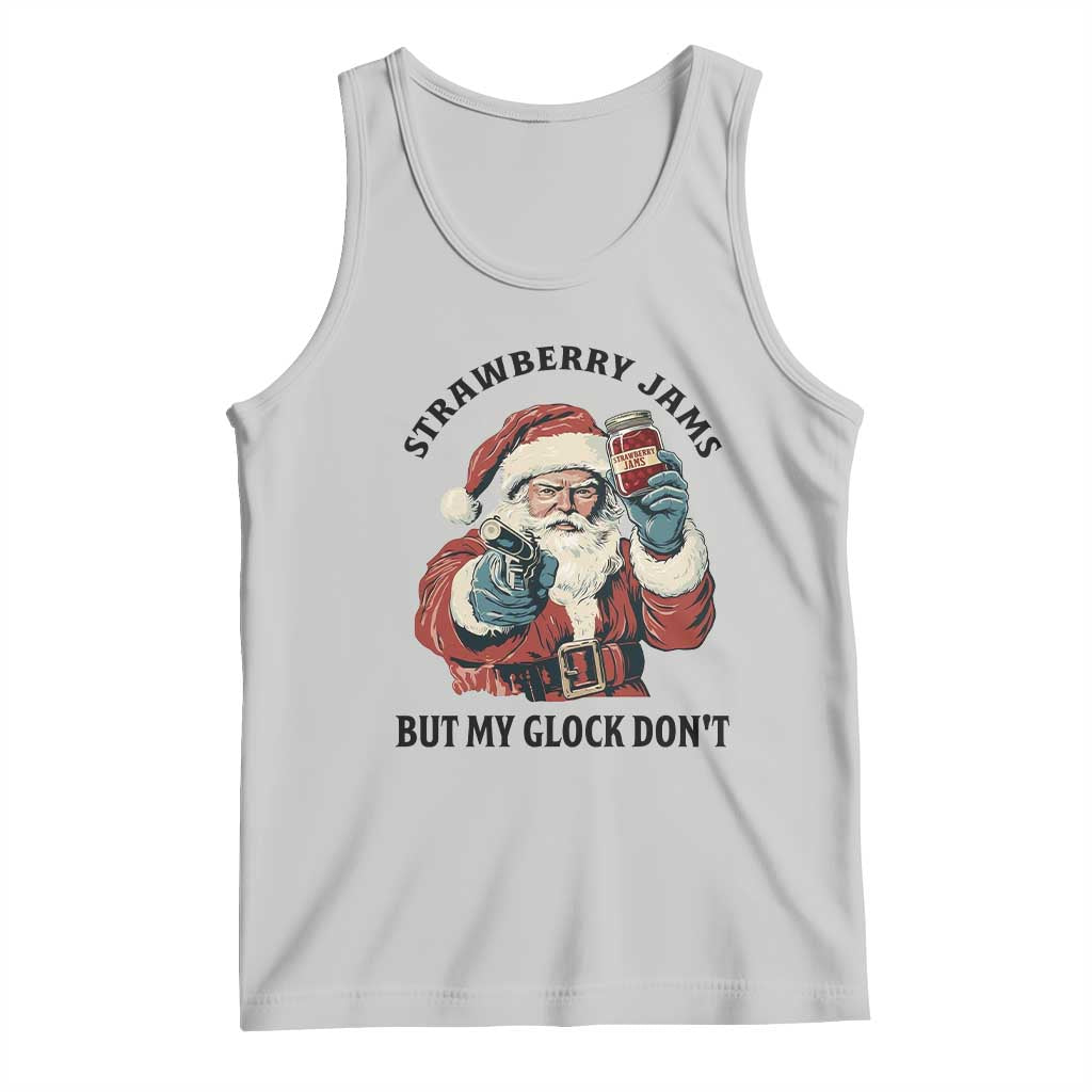 Funny Santa Gun Christmas Tank Top Strawberry Jams But My Gun Do Not - Wonder Print Shop