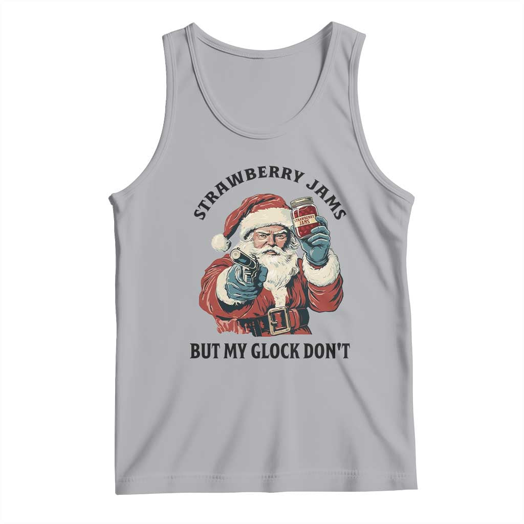Funny Santa Gun Christmas Tank Top Strawberry Jams But My Gun Do Not - Wonder Print Shop
