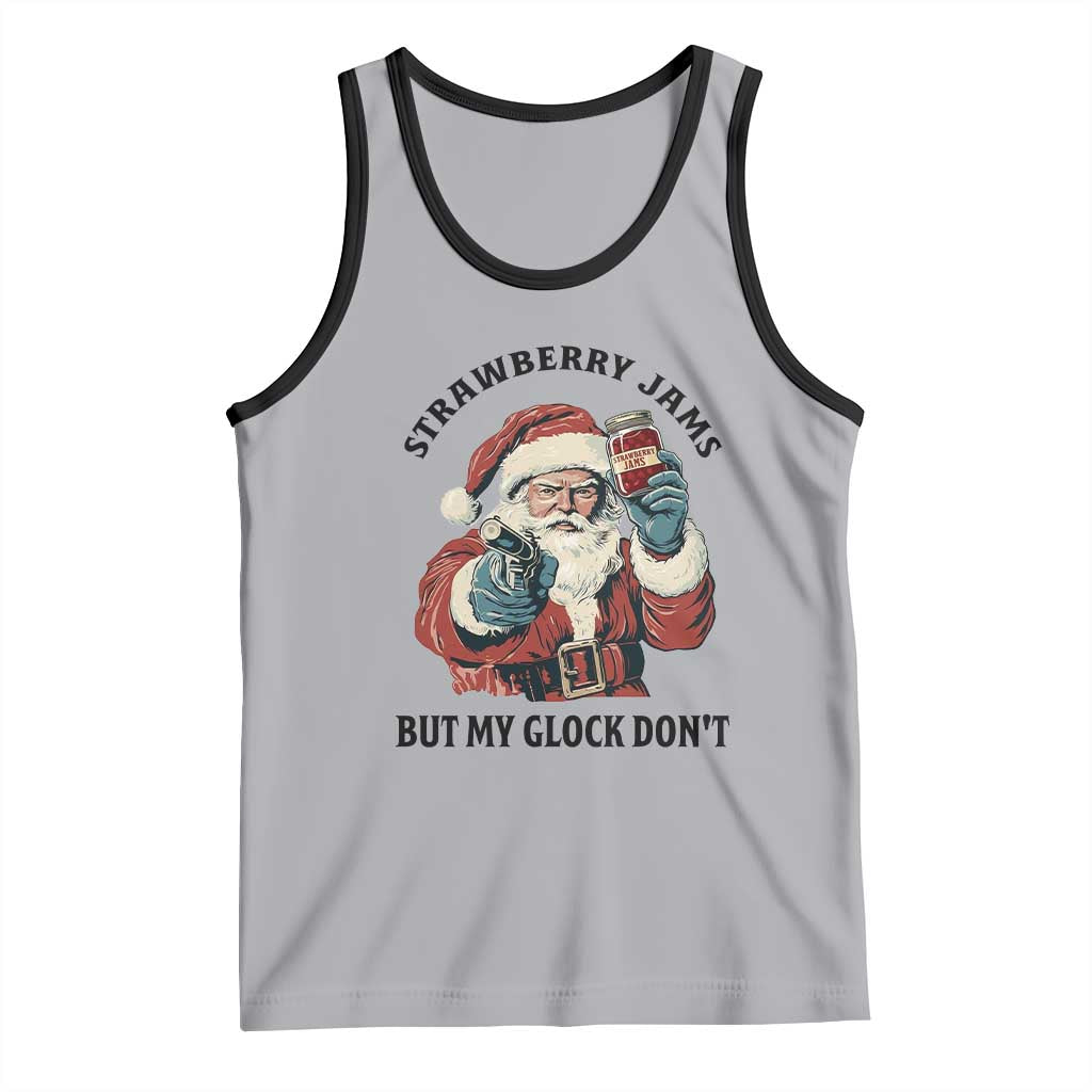 Funny Santa Gun Christmas Tank Top Strawberry Jams But My Gun Do Not - Wonder Print Shop