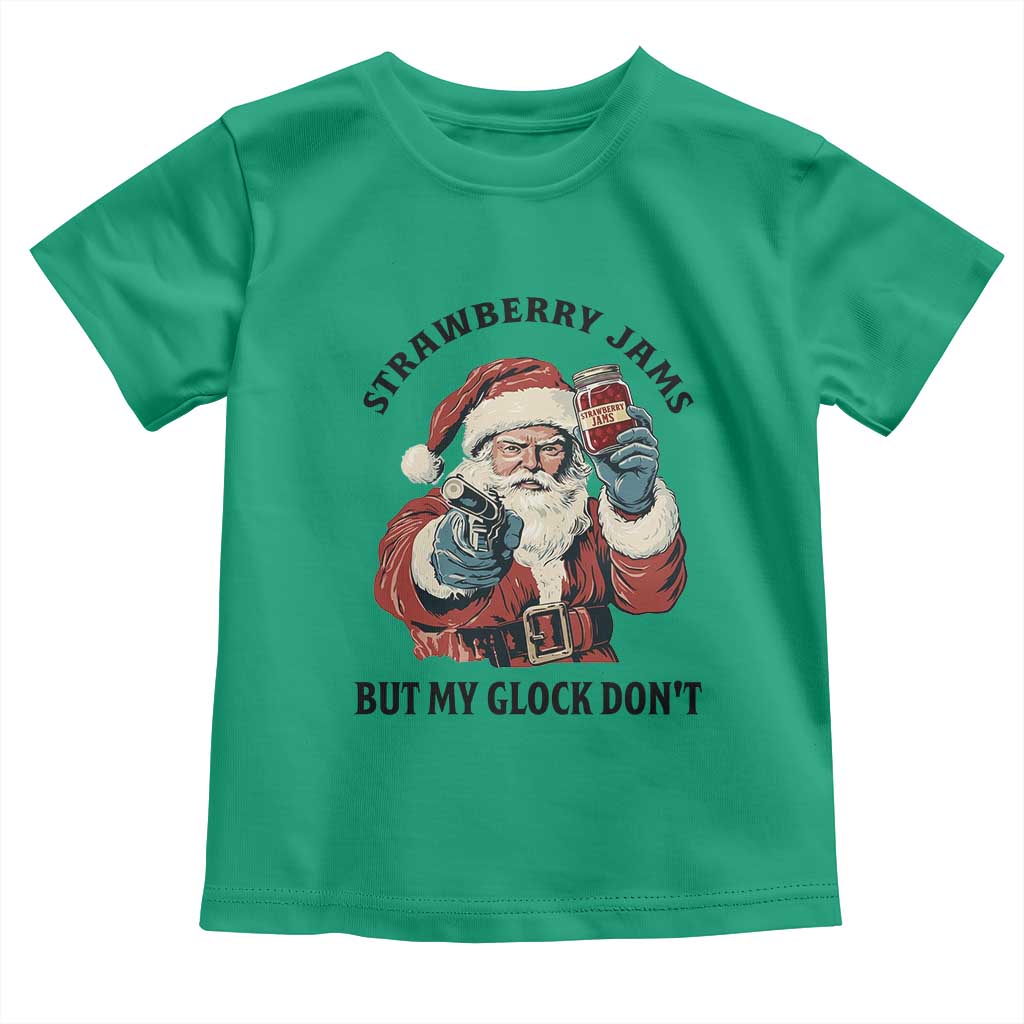 Funny Santa Gun Christmas Toddler T Shirt Strawberry Jams But My Gun Do Not - Wonder Print Shop