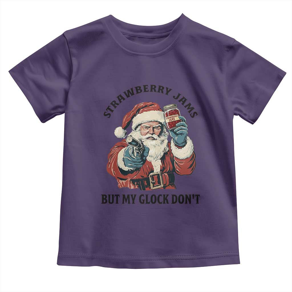 Funny Santa Gun Christmas Toddler T Shirt Strawberry Jams But My Gun Do Not - Wonder Print Shop
